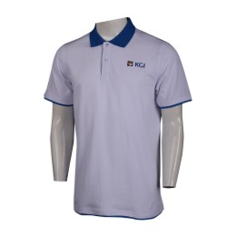 P1042 設計撞色領男裝Polo恤  Polo恤hk中心    白色撞色藍色衣領 P1042 設計撞色領男裝Polo恤  Polo恤hk中心    白色撞色藍色衣領