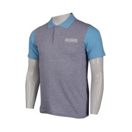 P1043 訂做撞色領直袖男裝Polo恤  辦公室及廚房清潔服務 Polo恤製衣廠      灰色撞色藍色袖子、領口 P1043 訂做撞色領直袖男裝Polo恤  辦公室及廚房清潔服務 Polo恤製衣廠      灰色撞色藍色袖子、領口