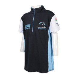 P1095 製作撞色短袖Polo恤 半胸拉鏈 100%滌 澳洲馬術比賽 Polo恤製造商   小企領 恤衫領    黑色撞色藍色、白色 P1095 製作撞色短袖Polo恤 半胸拉鏈 100%滌 澳洲馬術比賽 Polo恤製造商   小企領 恤衫領    黑色撞色藍色、白色