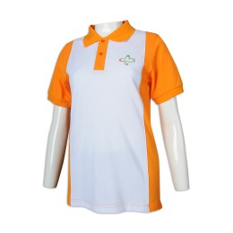 P1182 訂製女裝Polo恤 撞色 衫底開叉 Polo恤生產商     白色撞橙色  推廣大使 ,服務大使  野外鍛鍊  公民教育 P1182 訂製女裝Polo恤 撞色 衫底開叉 Polo恤生產商     白色撞橙色  推廣大使 ,服務大使  野外鍛鍊  公民教育