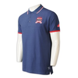 P1307   訂做Polo恤  男裝短袖 3粒鈕 拼色袖口 袖章 印花 繡金 馬術比賽 Polo恤專門店   寶藍色 P1307   訂做Polo恤  男裝短袖 3粒鈕 拼色袖口 袖章 印花 繡金 馬術比賽 Polo恤專門店   寶藍色