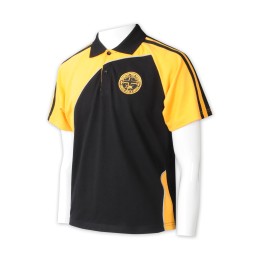 P1326  來樣訂購拼色Polo    來樣訂做絲印logo   Polo恤專門店   黃撞黑  袖兩邊設計黑色橫條   撞色領    校服 P1326  來樣訂購拼色Polo    來樣訂做絲印logo   Polo恤專門店   黃撞黑  袖兩邊設計黑色橫條   撞色領    校服
