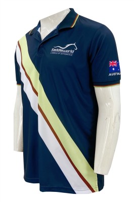 設計印花logo  撞色橫間扁機領   衫邊開衩設計   小馬俱樂部  馬術 裝備 制服 配備   澳洲    P1365