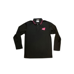 訂製城市大學設施管理處長袖工作服    設計黑色扁機撞桃紅間領    管理處工作服工廠   P1377 訂製城市大學設施管理處長袖工作服    設計黑色扁機撞桃紅間領    管理處工作服工廠   P1377