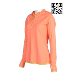 W180製作個人功能性運動衫   設計個人手指公孔運動衫  定購反光撞色胸筒拉鏈女士運動衫  運動衫供應商  吸濕速乾  粉橙色 W180製作個人功能性運動衫   設計個人手指公孔運動衫  定購反光撞色胸筒拉鏈女士運動衫  運動衫供應商  吸濕速乾  粉橙色