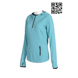 W181製作修身女士運動服  訂造反光女士運動服 個人設計撞色胸筒拉鏈運動服 手指公孔 運動服製衣廠   天藍色 W181製作修身女士運動服  訂造反光女士運動服 個人設計撞色胸筒拉鏈運動服 手指公孔 運動服製衣廠   天藍色