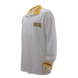 W052 訂造長袖POLO恤  長袖POLO恤設計  訂購團體運動衫  運動衫供應商HK    白色  撞色黃色領、袖口 W052 訂造長袖POLO恤  長袖POLO恤設計  訂購團體運動衫  運動衫供應商HK    白色  撞色黃色領、袖口