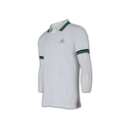 W157 訂造polo運動衫 設計功能性運動衫  印製LOGO polo運動衫專門店    白色  撞色綠色領、袖口 W157 訂造polo運動衫 設計功能性運動衫  印製LOGO polo運動衫專門店    白色  撞色綠色領、袖口