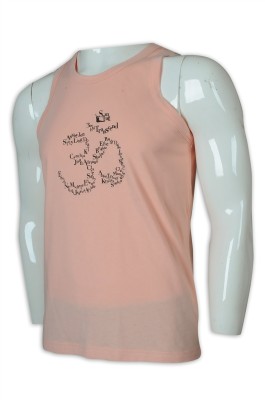 VT221 訂做男裝淨色背心T恤 背心T恤供應商    淺粉色