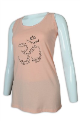 VT223 訂做女裝淨色背心T恤 背心T恤供應商    淺粉色