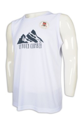 VT224 訂做男裝圓領背心 運動背心T恤 澳門大學 攀岩 攀石 團隊 背心T恤供應商    白色
