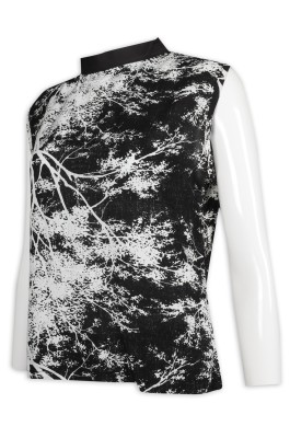 VT225 設計女裝背心T恤 雪花 印花 整件印花 活性印花背心 背心T恤製造商    黑色