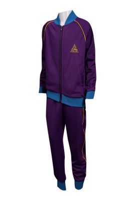 WTV164 訂做冬季運動套裝 金光絨 運動服 100%滌 澳門松森 運動套裝製衣廠    紫色