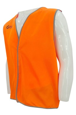 訂做橙色背心外套    設計印花logo     魔術貼    背心外套供應商   製作背心工廠  V210