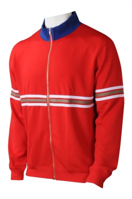 J913  供應紅色拉鏈外套  設計撞色領運動外套繡花  運動外套供應商 街頭時裝  hip hop  美國