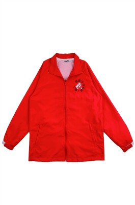 訂做紅色純色男裝風褸外套     設計繡花印花風褸logo     內設網眼布風褸   外套供應商  J986