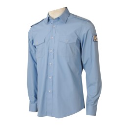 R313 訂做恤衫胸袋  製作長袖恤衫   恤衫製造商   35%滌   保安   天藍色 R313 訂做恤衫胸袋  製作長袖恤衫   恤衫製造商   35%滌   保安   天藍色