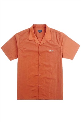 製造短袖皺紋布恤衫  個人設計棕色團體繡花恤衫  恤衫供應商  時裝款 100%尼龍   R356