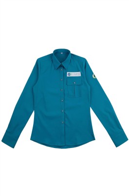 網上訂購女裝長袖恤衫  訂做左前胸袋口  旅遊景點客服中心  物業管理 恤衫供應商  R372