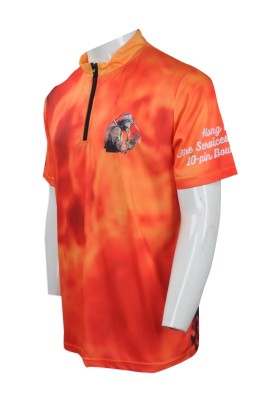 P787 Supply Sublimation Polo Shirt Custom Neckline Zipper Sublimation Polo Shirt Bowling Clothing Bowling Shirt Uniform Company