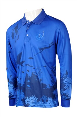 P1260 Manufacturing men's long sleeve sublimation design blue Polo shirt printing LOGO sublimation sublimation sublimation center Australian equestrian school