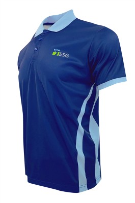 製造短袖藍色Polo恤   自訂撞色翻領 撞色袖口男裝熱升華  熱升華製衣廠  100%Polyester ESG P1391  