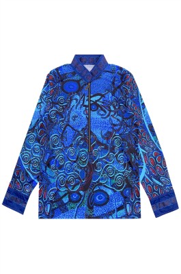 訂造藍色半胸拉鏈熱升華Polo恤  金屬拉鏈  中式企領整件印花Polo恤 熱升華工廠  恤衫袖 P1430