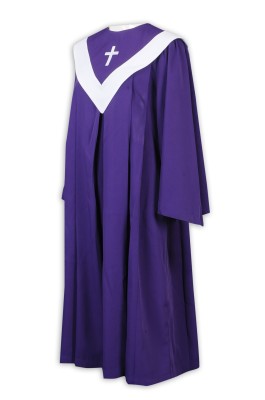 SKPT051 大量訂製聖詩袍 設計紫色聖詩袍 後背隱形拉鏈 主內聖 基督徒 教會詩班唱詩 聖詩袍供應商