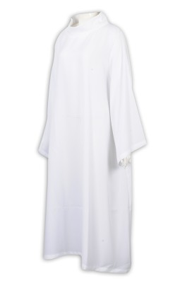SKPT053 製造白色聖詩袍 設計立翻領 神父長白衣 教堂 天主教 宗教禮儀 聖詩袍供應商