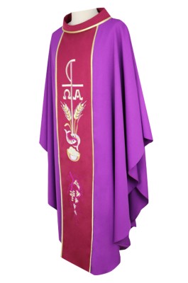 SKPT060   設計天主教祭衣   聖公會主教   四色祭披   天主教服裝   神父服裝   神職人員長袍   紫色神職人員長袍