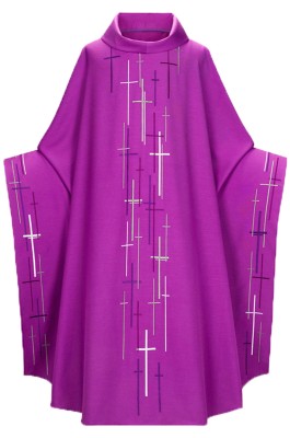 網上訂購禮儀用品     設計十字折圓領彌撒禮儀服裝   表演服裝   工作服祭衣    復古長袍印花   SKPT064 