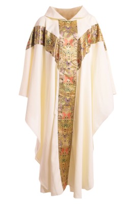 訂購禮儀用品     設計繡花折圓領彌撒服裝   表演服裝   工作服祭衣   復古長袍白色長袍  SKPT065
