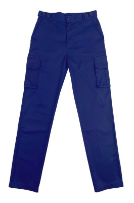 訂做純色藍色多袋工裝斜褲   設計法式褲袋斜褲   斜褲供應商  腰位 鈕扣 調節 設計  H264