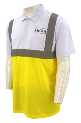 訂做拼接工業制服Polo   設計反光帶   印花logo   裝修公司   D357