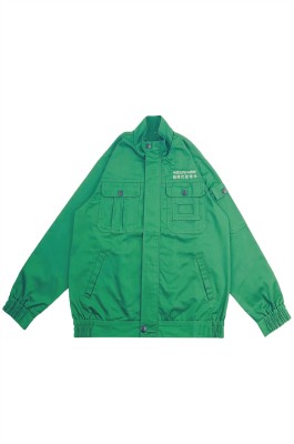 大量訂做綠色企領工業制服  個人設計啪鈕拉鏈橡筋袖口工業制服  印花工業制服專門店  D361