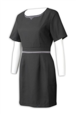 UN179  製造短袖連身裙 設計束腰款連身裙 連身裙供應商 物業管理 豐樹