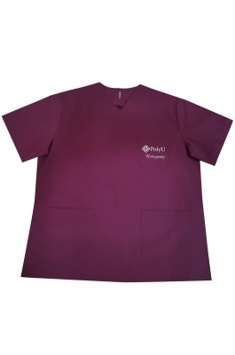 度身訂做短袖護士衫 長褲   設計繡花logo   純色護士服   衛生技術與信息學系  香港理工大學   NU066