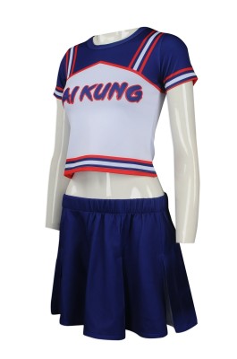 CH167 tailor-made cheerleading wear  homemade short-sleeved cheerleading wear  waist-revealing  navel revealing  pleated skirt  thermal sublimation women's style  cheerleading wear production center