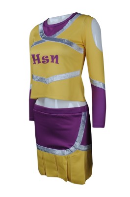 CH171 custom-made long sleeve cheerleading suit  homemade cheerleading suit style  design navel revealing  women's style/printed silver  cheerleading suit manufacturer  competition cheer uniforms  bring it on cheer outfit