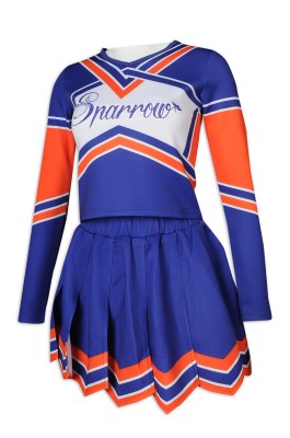 CH197 Large-scale Custom-made Long-sleeve Cheerleading Dress Suit Contrast Women's Dress Suit Folded Skirt Cheerleading Dress Supplier  glee cheerios uniform  a line cheer skirt