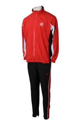 SU301  網上訂購冬季校服運動套裝 時尚設計紅色撞黑色校服運動套裝 校服運動套裝製服公司