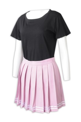 訂購半身校服裙  設計百褶裙  隱形拉鏈   粉紫色  校服百褶裙hk中心   雙白間款  SU321