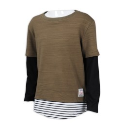 KD068 設計童裝撞色袖T恤 間條 95%棉 5%氨綸 童裝製衣廠  假兩件t恤 KD068 設計童裝撞色袖T恤 間條 95%棉 5%氨綸 童裝製衣廠  假兩件t恤