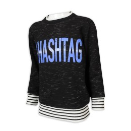 KD085 設計童裝長袖T恤 花灰 袖口間條 80.8%棉 19.2%滌 台灣 童裝製衣廠 黑色  假兩件t恤 KD085 設計童裝長袖T恤 花灰 袖口間條 80.8%棉 19.2%滌 台灣 童裝製衣廠 黑色  假兩件t恤