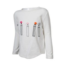 KD089 訂製兒童長袖T恤 毛毛球 圖案 毛球裝飾 95%棉 5%氨綸 台灣 童裝生產商 白色 KD089 訂製兒童長袖T恤 毛毛球 圖案 毛球裝飾 95%棉 5%氨綸 台灣 童裝生產商 白色