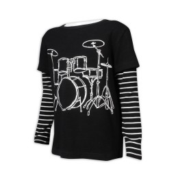 KD088 設計童裝長袖T恤 撞色條紋袖 假兩件 長袖 95%棉 5%氨綸 台灣 童裝製衣廠 黑色  假兩件t恤 KD088 設計童裝長袖T恤 撞色條紋袖 假兩件 長袖 95%棉 5%氨綸 台灣 童裝製衣廠 黑色  假兩件t恤