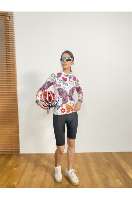 訂做女裝長袖訓練單車衫  設計印花拉鏈單車衫 單車衫供應商 模特展示  BD-CN-22033