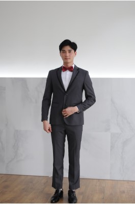MDHL030 製造灰色男西裝 模特示範 真人展示 拼色領 酒店主管 上班西裝 男西裝製造商