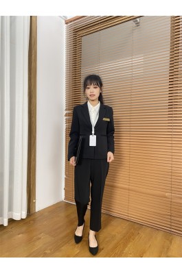 網上下單訂購黑色女西裝套裝  訂做上班工作服 物管行業西裝  女西裝製衣廠  模特展示 BD-CN-22120