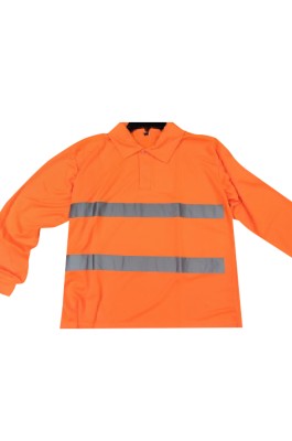網上訂購長袖反光帶Polo恤   設計淨色橙色長袖Polo恤   反光Polo恤生產商  HK STOCK 香港現貨  SKRS006